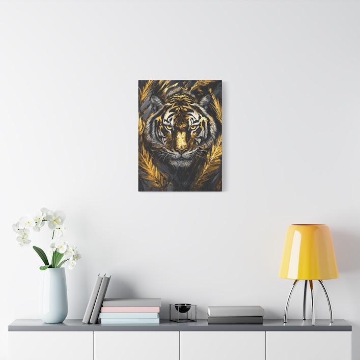 Golden Tiger Canvas Print, Animal Wall Art, Wildlife Home Decor — Framed Print wall art