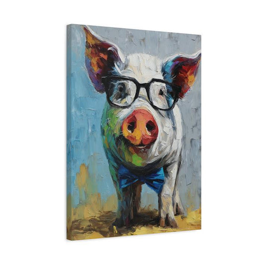 Colorful Pig Abstract Oil Painting | Canvas or Poster | Modern Farmhouse Animal Painting | Funny Animal Art | Quirky Barnyard