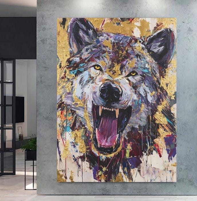 Abstract Graffiti Wolf Canvas Print | Modern Wildlife Art — Poster wall art