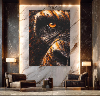 Gorilla Wall Art | Abstract Monkey Canvas Print | Masculine Man Cave Decor — Framed Print wall art