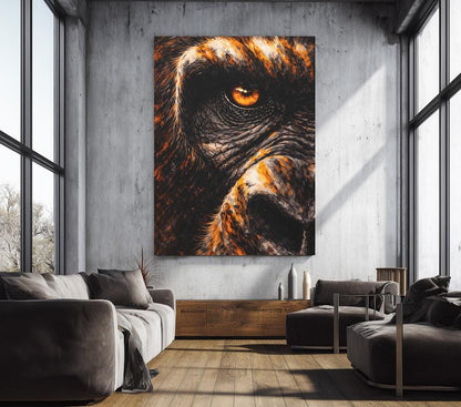 Gorilla Wall Art | Abstract Monkey Canvas Print | Masculine Man Cave Decor — Framed Print wall art