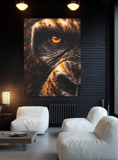 Gorilla Wall Art | Abstract Monkey Canvas Print | Masculine Man Cave Decor — Framed Print wall art