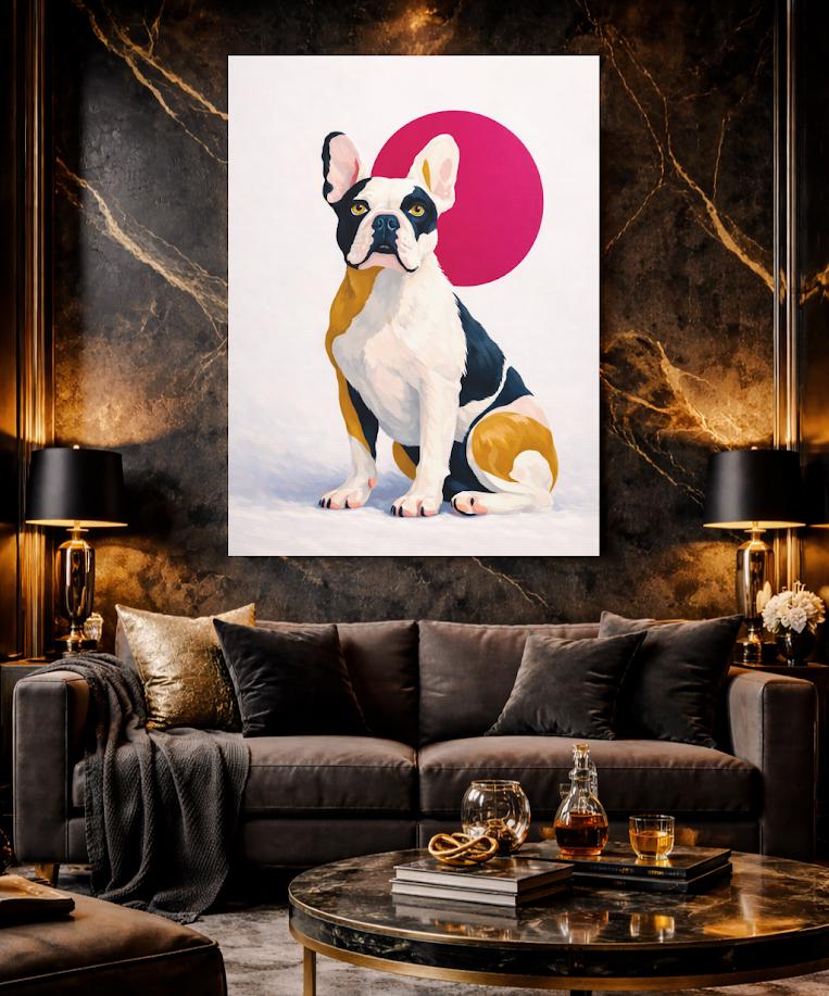 French Bulldog Canvas Print | Bold Modern Dog Art | Puppy Portrait Poster — Canvas wall art