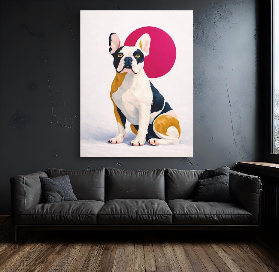 French Bulldog Canvas Print | Bold Modern Dog Art | Puppy Portrait Poster — Framed Print wall art