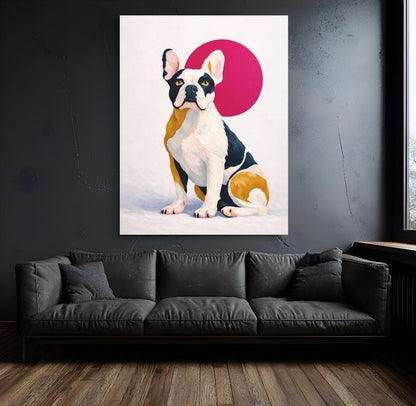 French Bulldog Canvas Print | Bold Modern Dog Art | Puppy Portrait Poster — Framed Print wall art