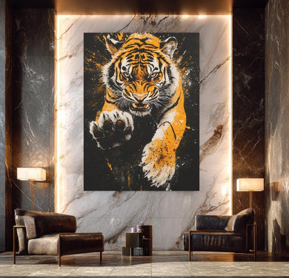 Tiger Wall Art | Fierce Wildlife Canvas or Poster Print | Jungle Animal Decor — Canvas wall art