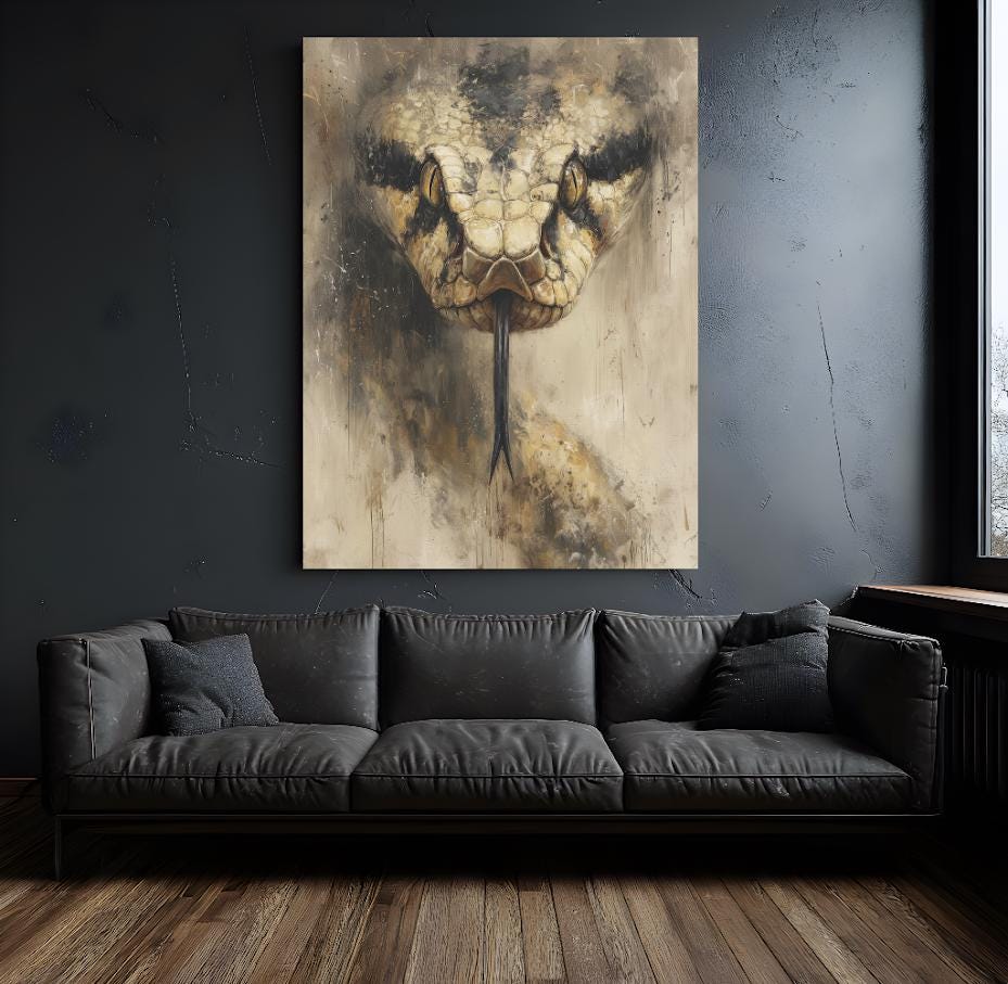 Cobra Wall Art, Dark Reptile Poster Print For Gothic Room Decor — Framed Print wall art