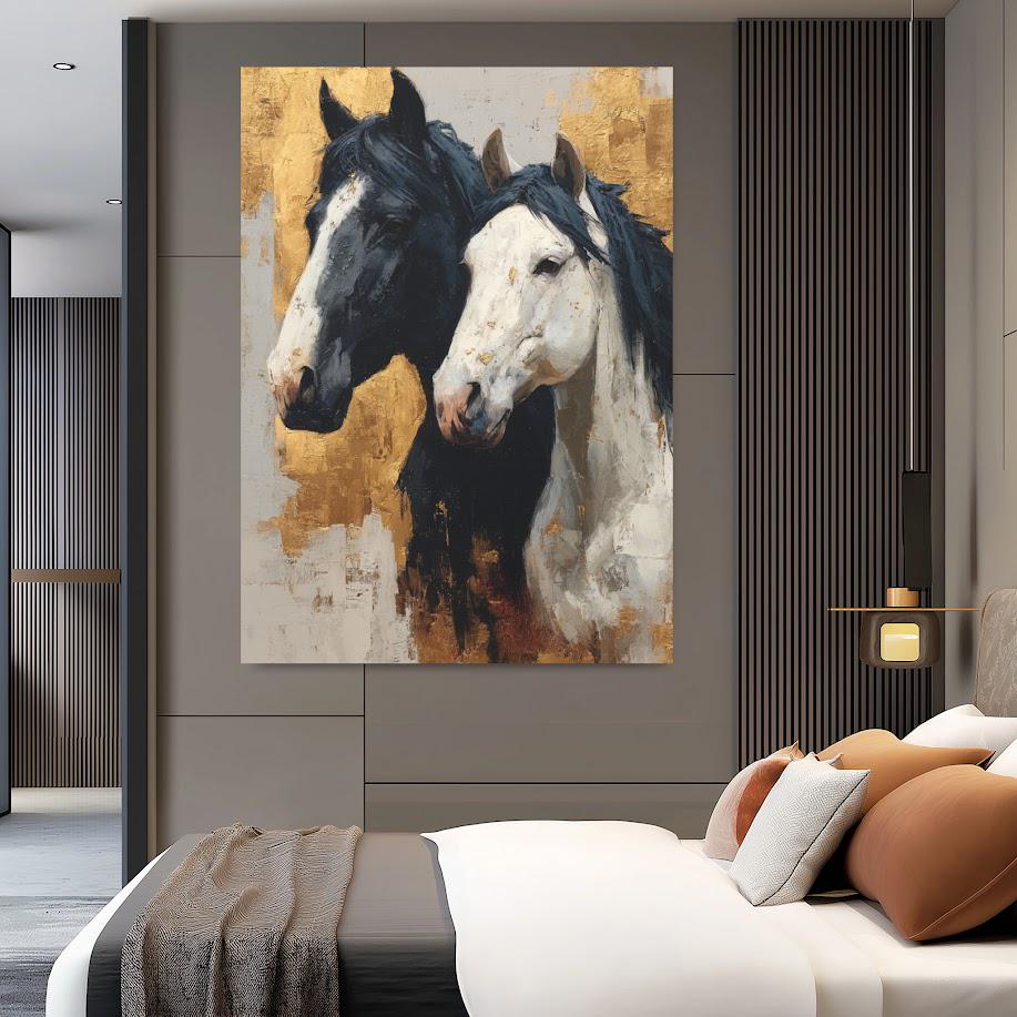 Rustic Horse Art | Modern Luxury Farmhouse Equine Decor | Western Ranch Cabin Print — Framed Print wall art
