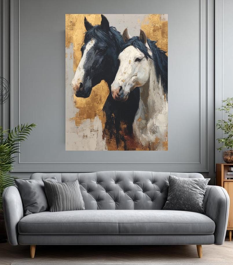 Rustic Horse Art | Modern Luxury Farmhouse Equine Decor | Western Ranch Cabin Print — Framed Print wall art