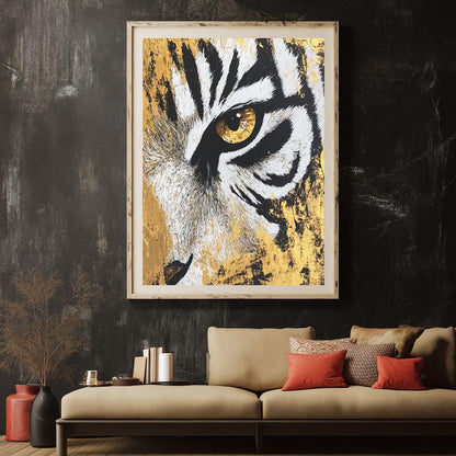 Gold & Black Tiger Eye Canvas Art | Motivational Office Decor — Framed Print wall art