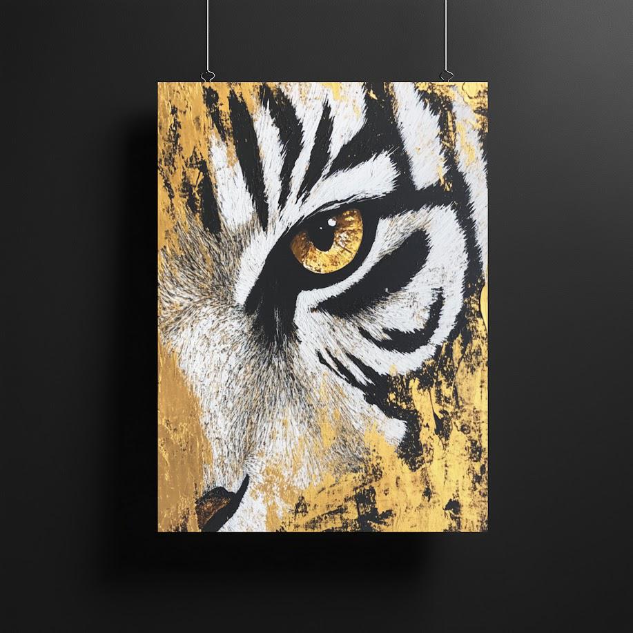 Gold & Black Tiger Eye Canvas Art | Motivational Office Decor — Canvas wall art