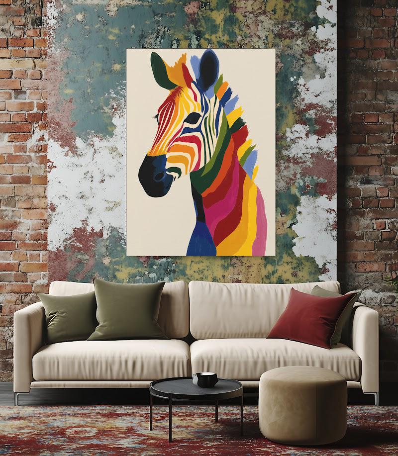 Colorful Zebra Wall Art | Canvas or Poster | Rainbow Animal Print | Abstract Pop Wildlife | Vibrant Safari Painting — Canvas