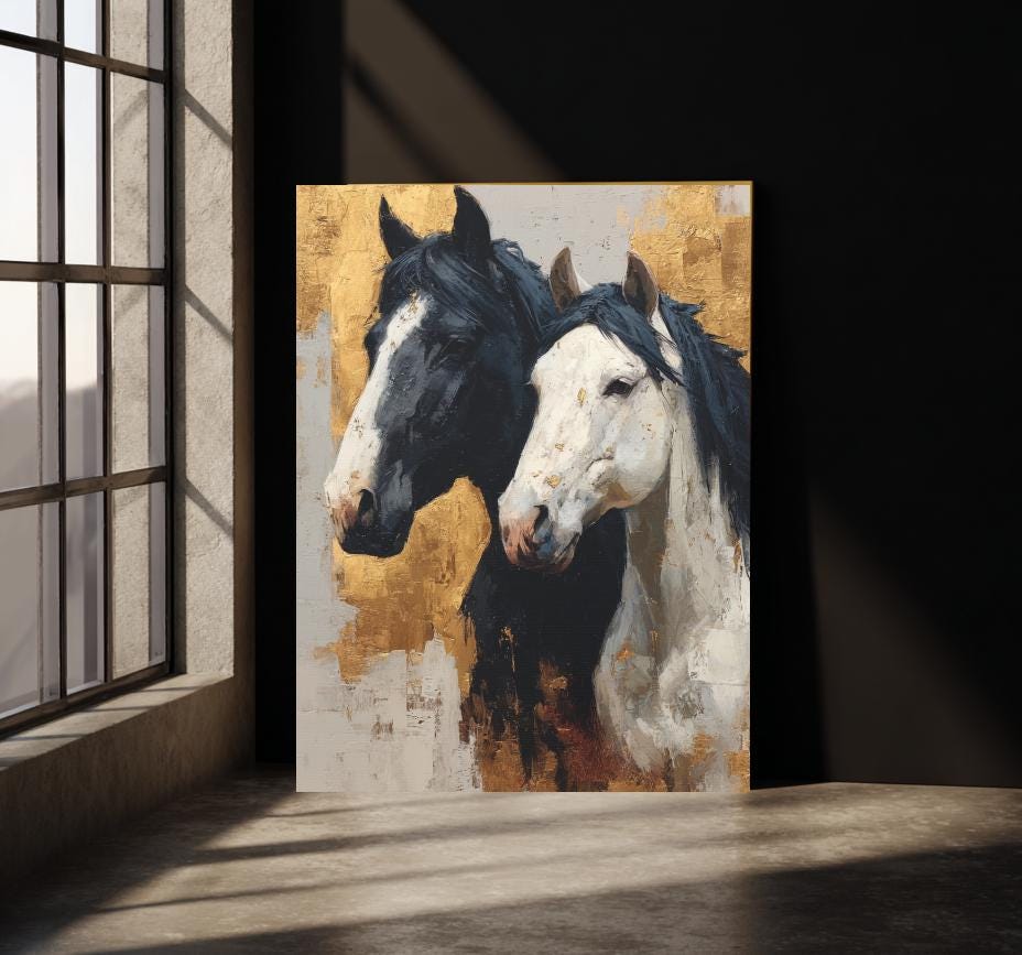Rustic Horse Art | Modern Luxury Farmhouse Equine Decor | Western Ranch Cabin Print — Poster wall art
