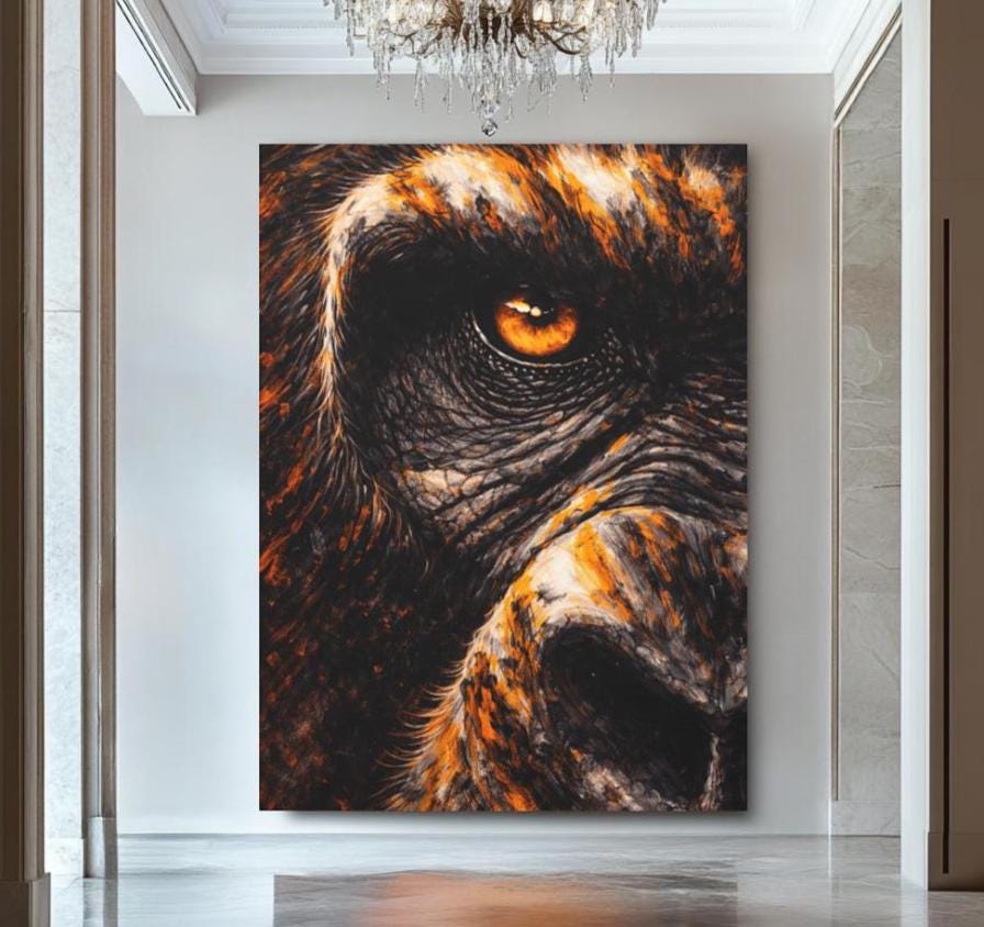 Gorilla Wall Art | Abstract Monkey Canvas Print | Masculine Man Cave Decor — Poster wall art