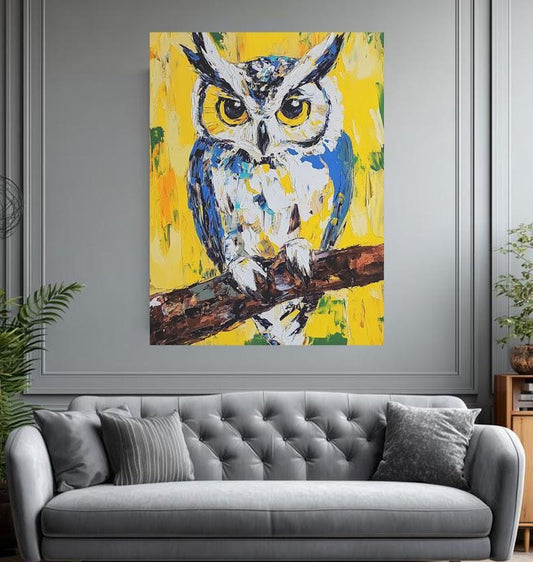 Colorful Owl Canvas Wall Art | Wisdom Decor for Office | Library or Teacher Gift | Large Abstract Bird Print — Poster wall