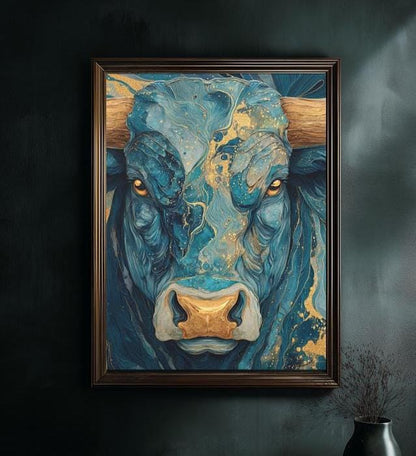 Bull Canvas | Modern Western Decor | Farmhouse Painting | Abstract Animal Print — Poster wall art