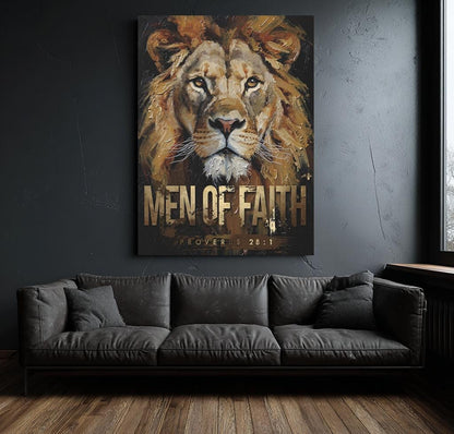 Lion of Faith Canvas Print | Christian Wall Art | Bible Verse Print | Jesus Painting — Framed Print wall art