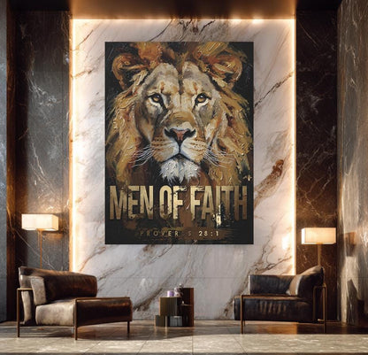 Lion of Faith Canvas Print | Christian Wall Art | Bible Verse Print | Jesus Painting — Framed Print wall art