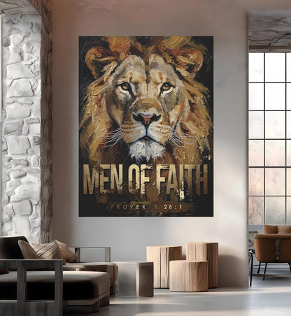 Lion of Faith Canvas Print | Christian Wall Art | Bible Verse Print | Jesus Painting — Framed Print wall art