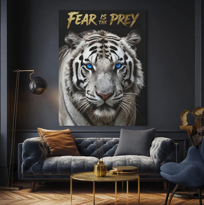 White Tiger Canvas Art | Motivational Quote, Modern Office Decor — Framed Print wall art