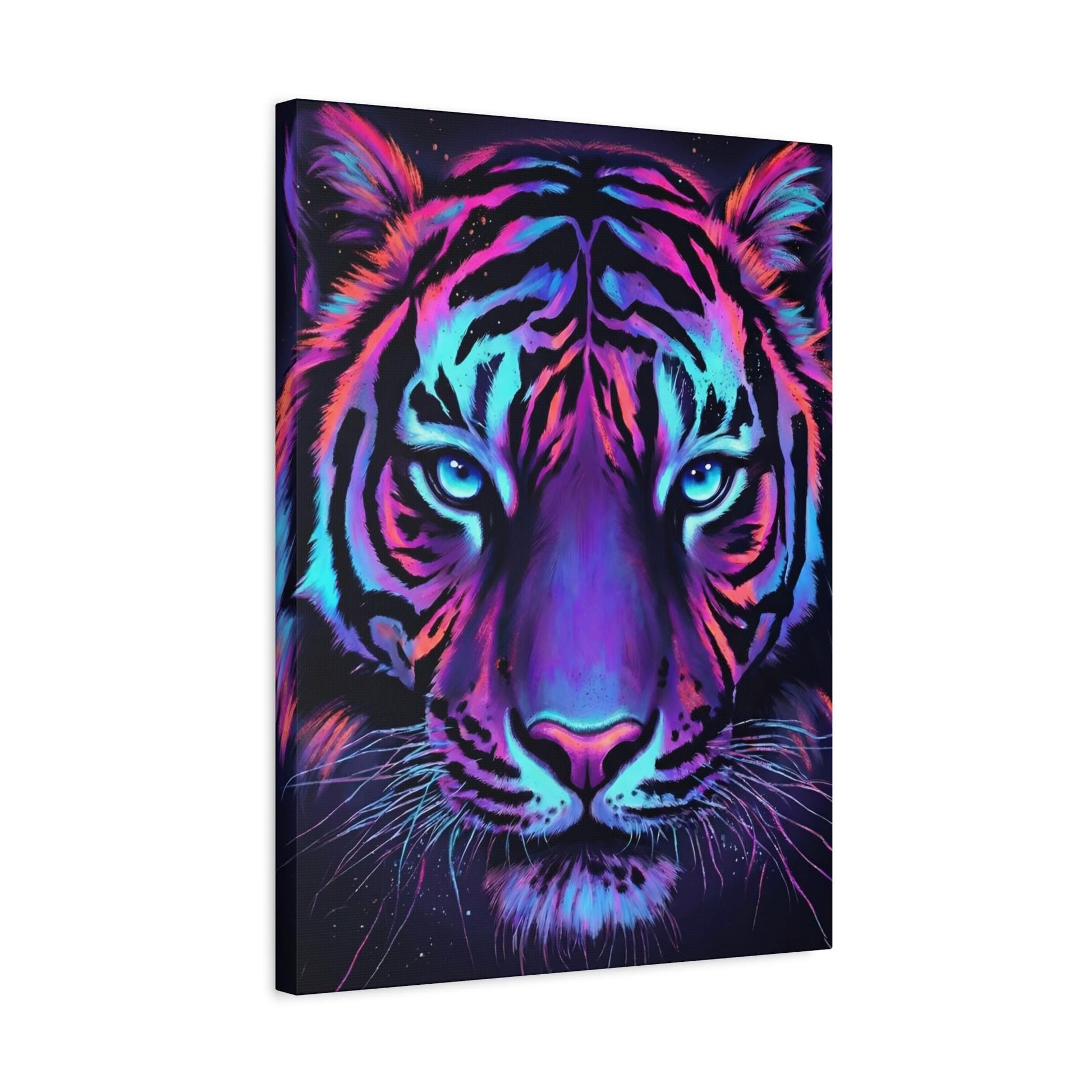Neon Tiger Canvas Art | Cyberpunk Animal Print Home Decor — Canvas wall art