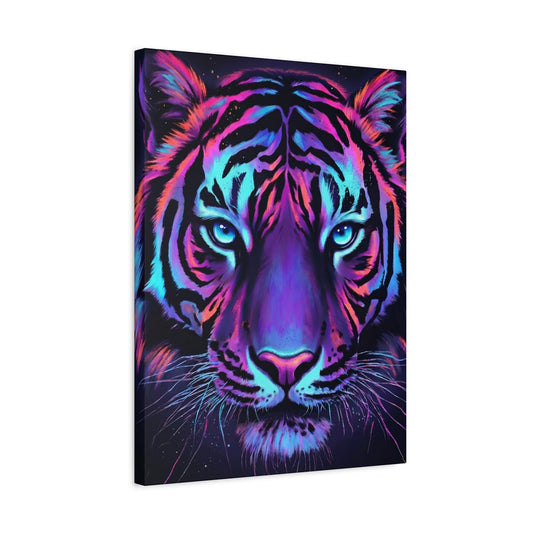 Neon Tiger Canvas Art | Cyberpunk Animal Print Home Decor — Canvas wall art