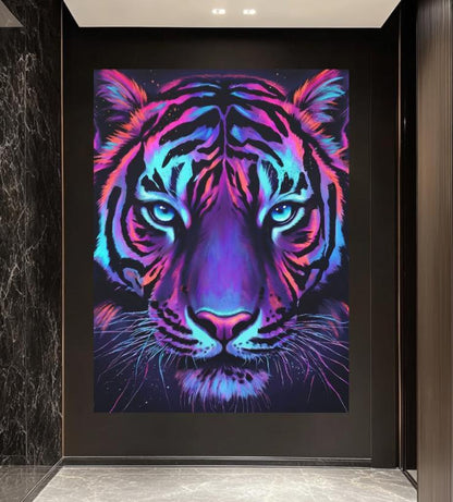 Neon Tiger Canvas Art | Cyberpunk Animal Print Home Decor — Poster wall art