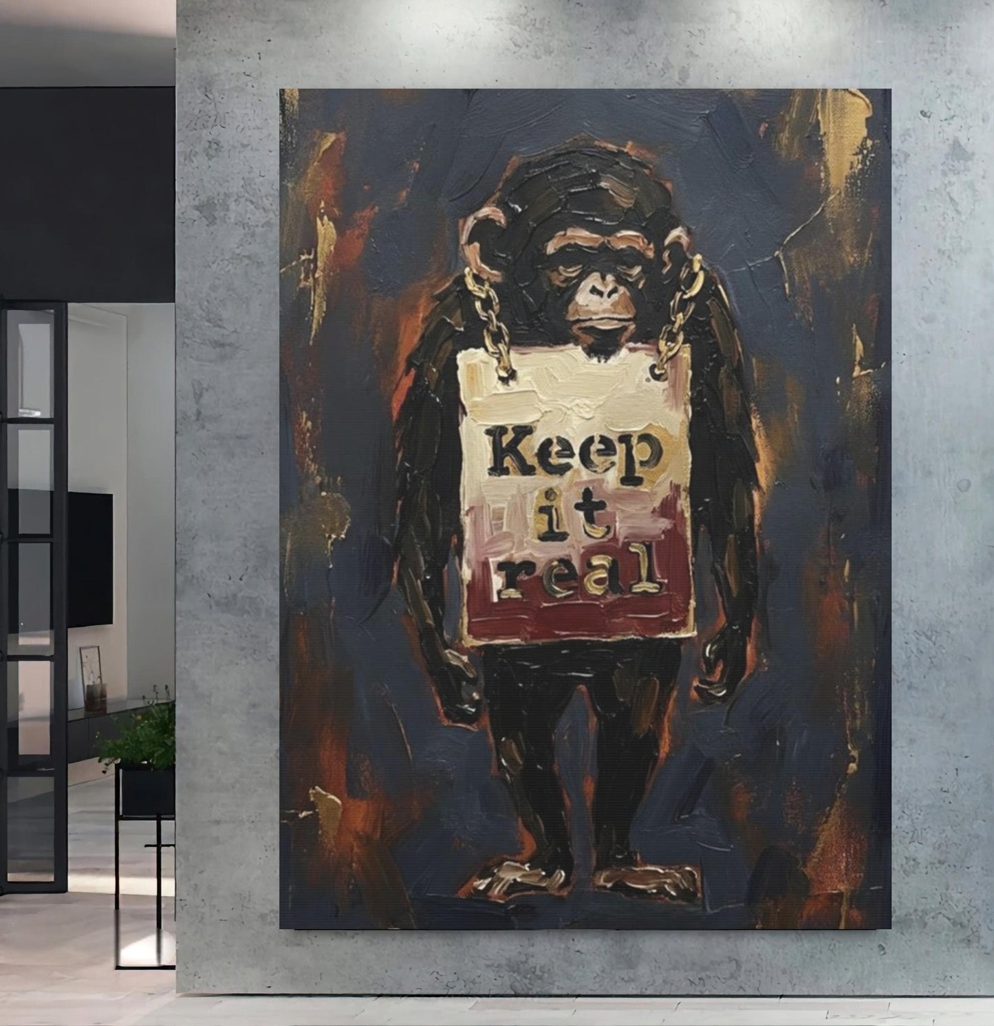 Urban Chimp Canvas Print | "Keep it Real" Graffiti Art — Poster wall art