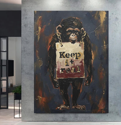 Urban Chimp Canvas Print | "Keep it Real" Graffiti Art — Poster wall art