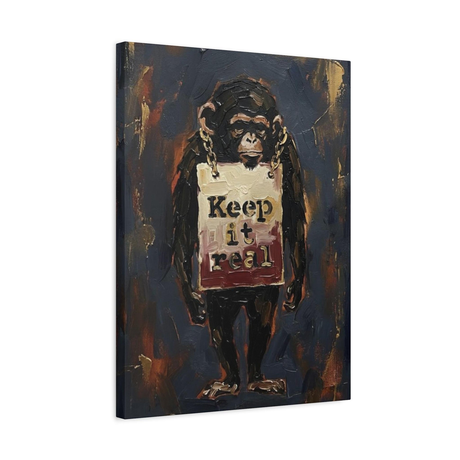 Urban Chimp Canvas Print | "Keep it Real" Graffiti Art — Canvas wall art