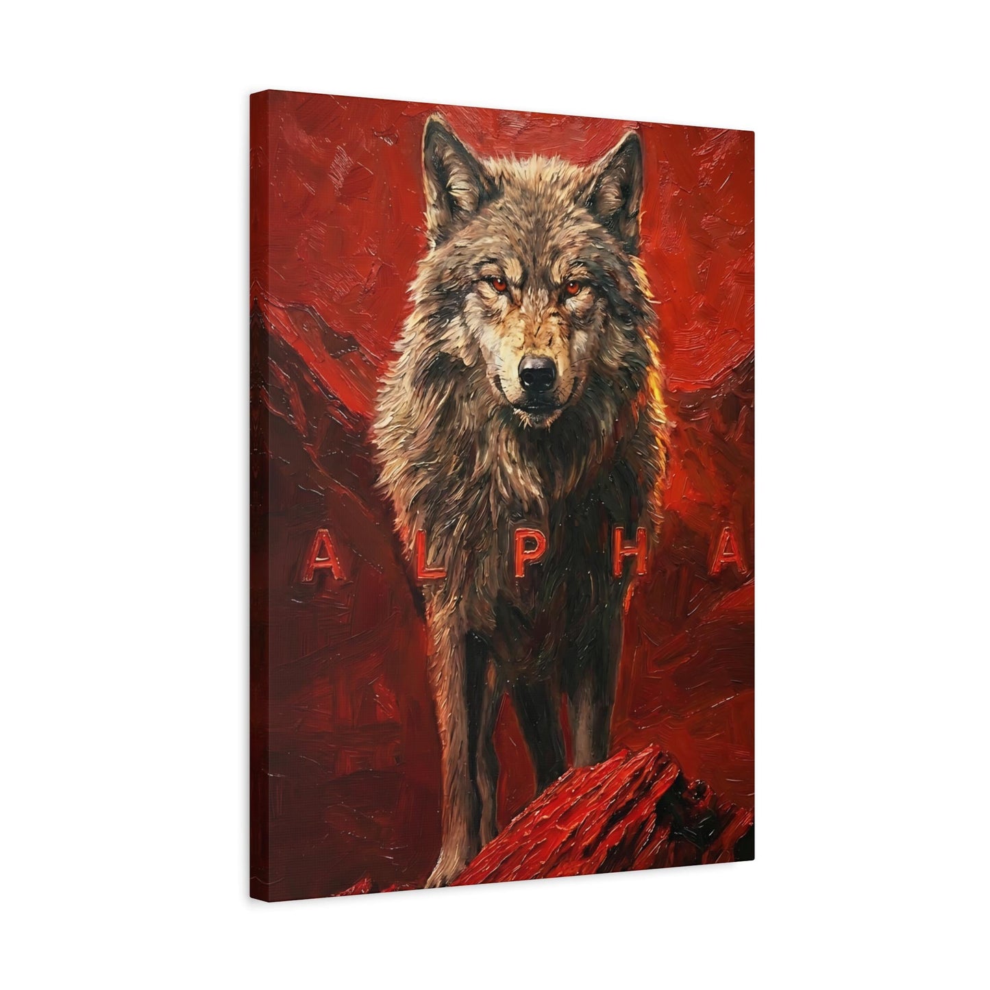 Alpha Wolf Wall Art | Masculine Canvas | Man Cave Decor — Canvas wall art