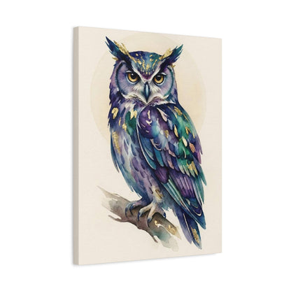 Watercolor Owl Print | Gold Leaf, Dark Academia Wall Art — Canvas wall art