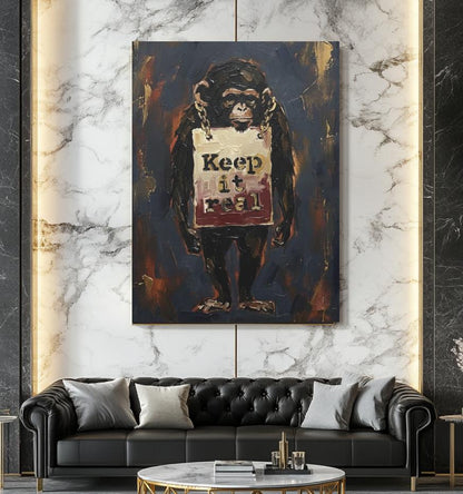 Urban Chimp Canvas Print | "Keep it Real" Graffiti Art — Framed Print wall art