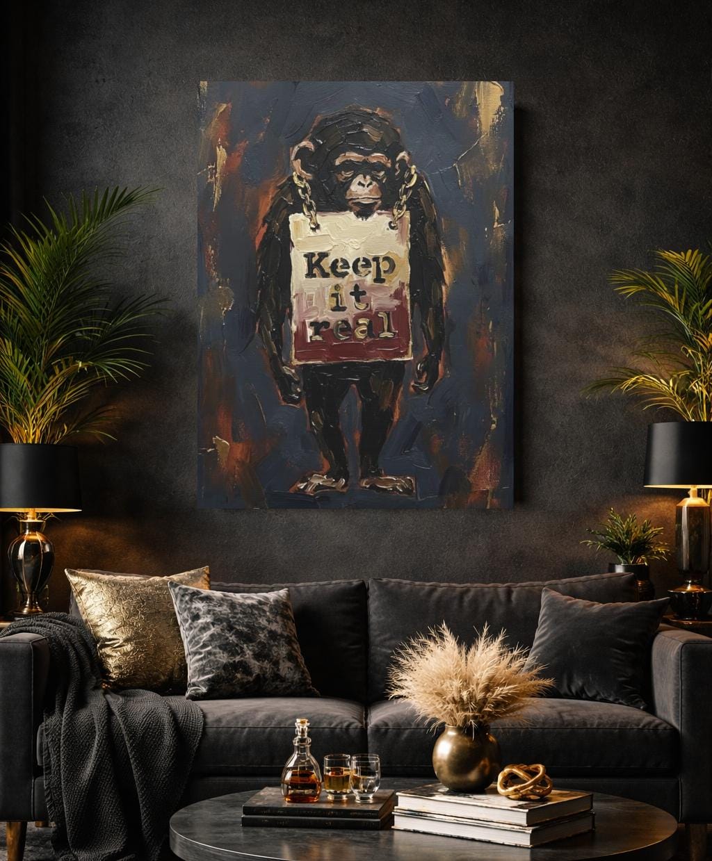 Urban Chimp Canvas Print | "Keep it Real" Graffiti Art — Framed Print wall art