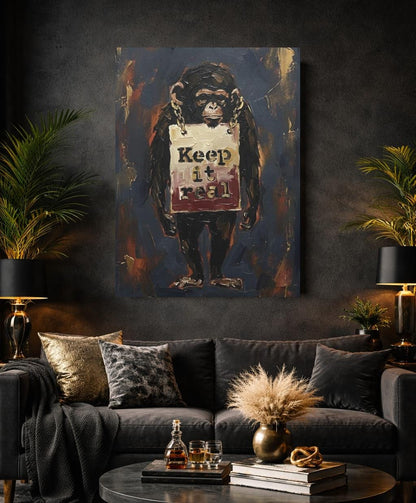 Urban Chimp Canvas Print | "Keep it Real" Graffiti Art — Framed Print wall art