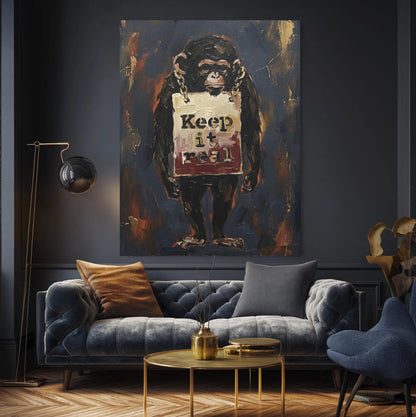 Urban Chimp Canvas Print | "Keep it Real" Graffiti Art — Framed Print wall art