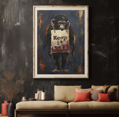 Urban Chimp Canvas Print | "Keep it Real" Graffiti Art — Framed Print wall art