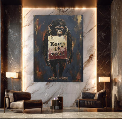 Urban Chimp Canvas Print | "Keep it Real" Graffiti Art — Framed Print wall art