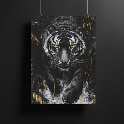 Tiger Canvas Print, Dark Safari Animal Decor, Big Cat Poster — Canvas wall art