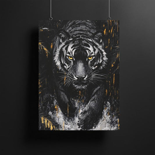 Tiger Canvas Print, Dark Safari Animal Decor, Big Cat Poster — Canvas wall art