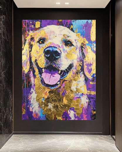 Golden Retriever Wall Art | Colorful Abstract Dog Print | Veterinary Office Decor | Custom Pet Painting — Framed Print wall