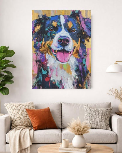 Australian Shepherd Art | Canvas or Poster | Colorful Pet Portrait | Dog Mom Gift | Custom Dog Painting | Animal Portraits —