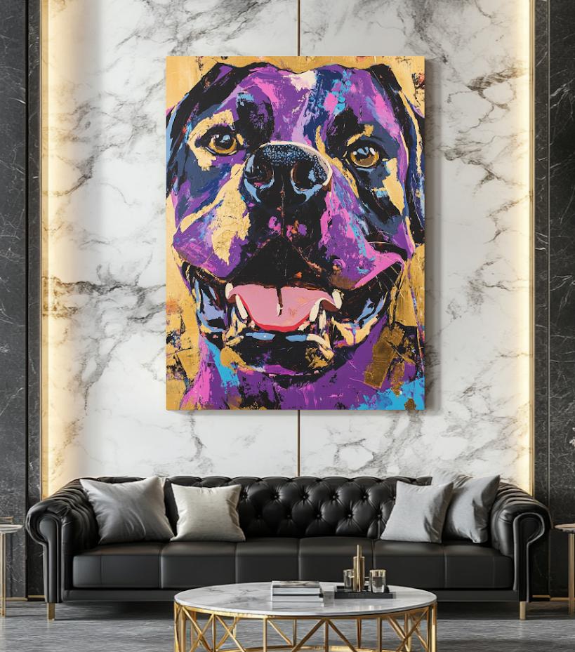 Colorful Rottweiler Art | Pop Art Dog Print | Custom Pet Painting | Rottie Mom Gift | Happy Animal Portrait — Framed Print