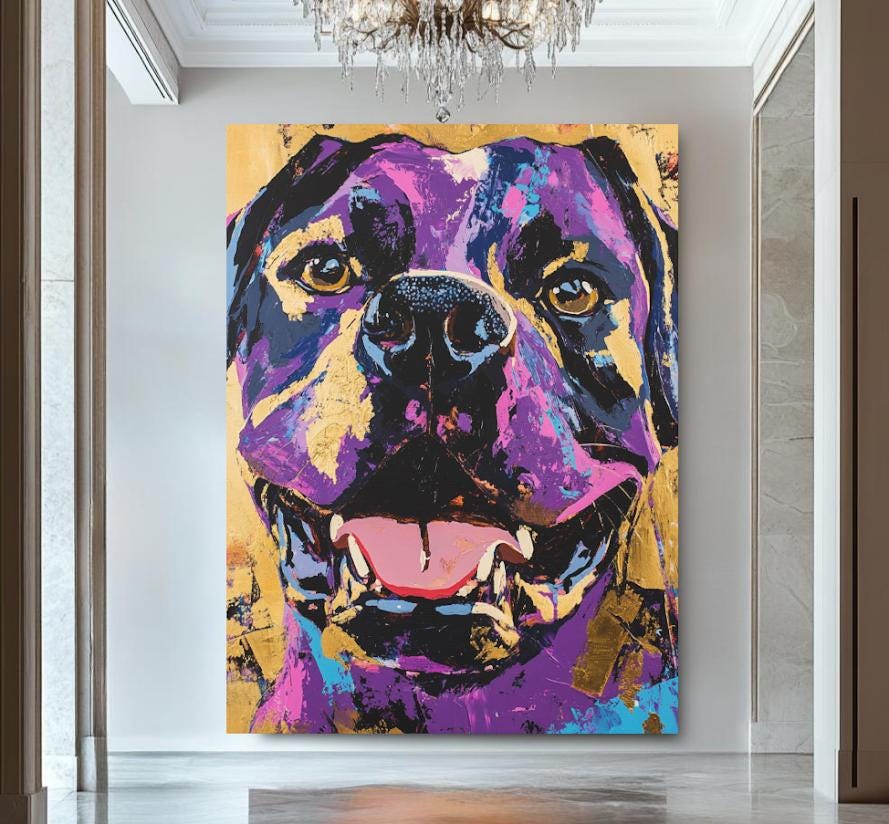 Colorful Rottweiler Art | Pop Art Dog Print | Custom Pet Painting | Rottie Mom Gift | Happy Animal Portrait — Framed Print