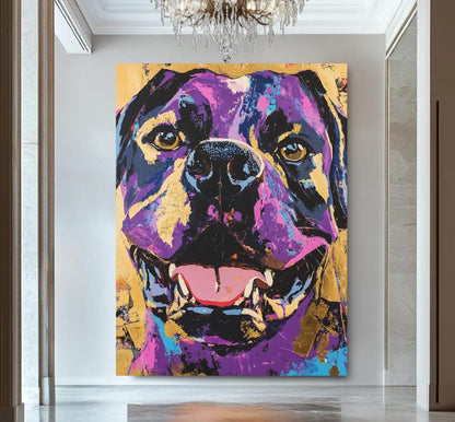 Colorful Rottweiler Art | Pop Art Dog Print | Custom Pet Painting | Rottie Mom Gift | Happy Animal Portrait — Framed Print