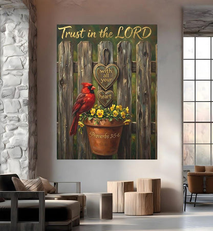 Cardinal Memorial Print | Proverbs 3:5-6 Bible Verse, Farmhouse Decor — Framed Print wall art