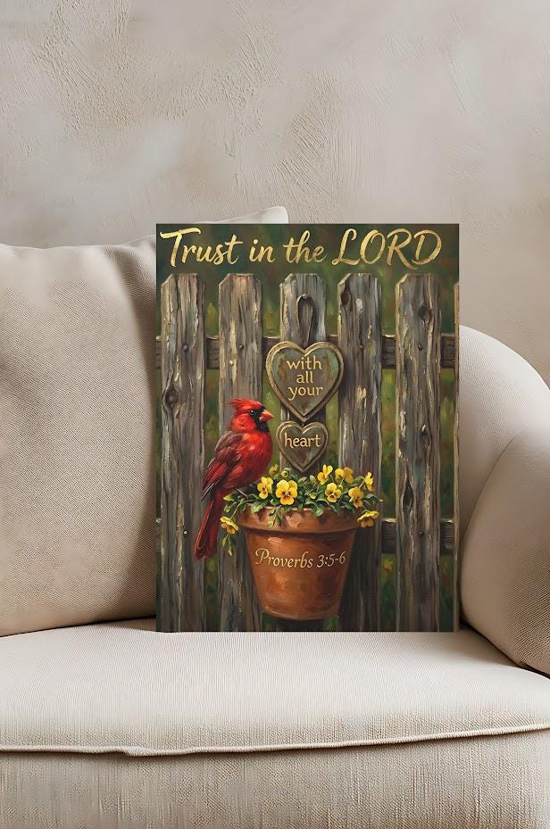 Cardinal Memorial Print | Proverbs 3:5-6 Bible Verse, Farmhouse Decor — Framed Print wall art
