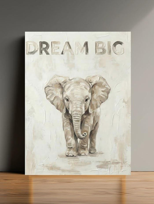 Baby Elephant Safari Nursery Print | Dream Big Quote — Poster wall art