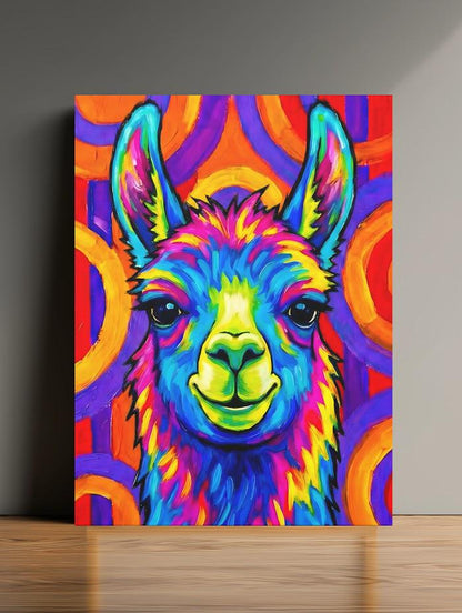 Colorful Llama Pop Art | Funky Nursery Canvas Print — Poster wall art