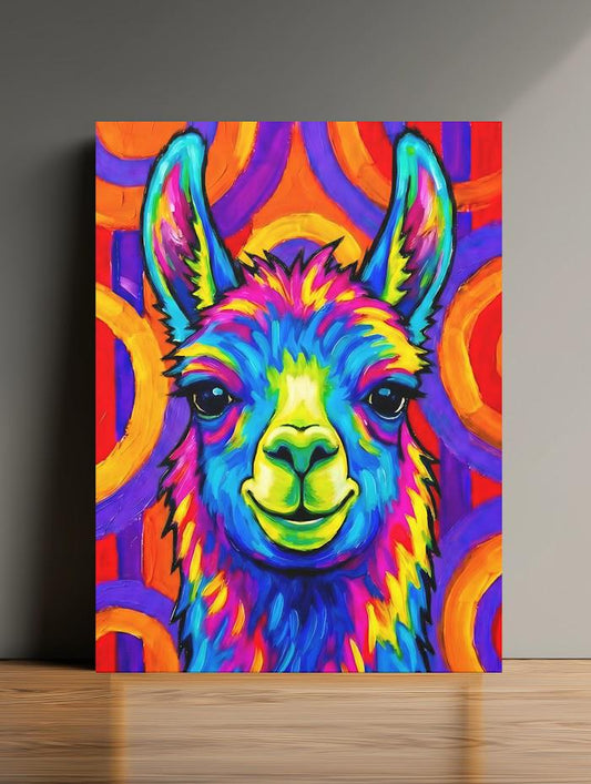 Colorful Llama Pop Art | Funky Nursery Canvas Print — Poster wall art